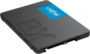 A closeup of the Crucial BX500 SSD