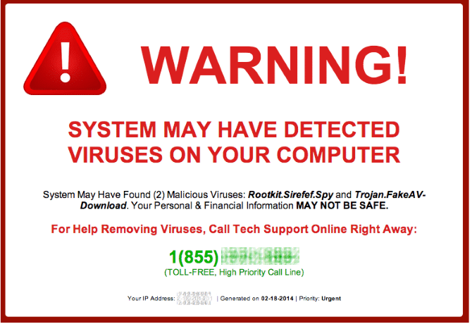 Tech support scams warning