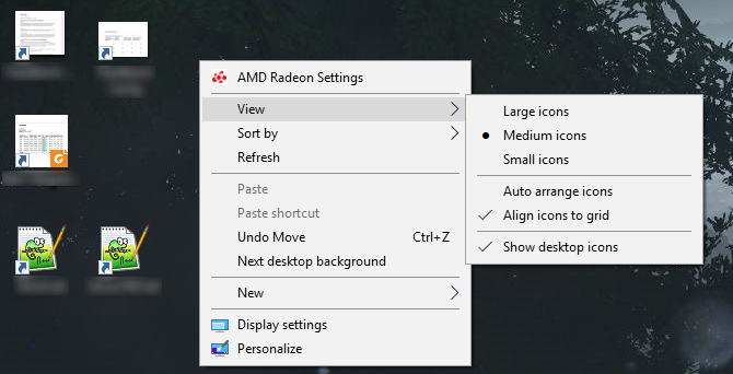 Windows desktop icon options