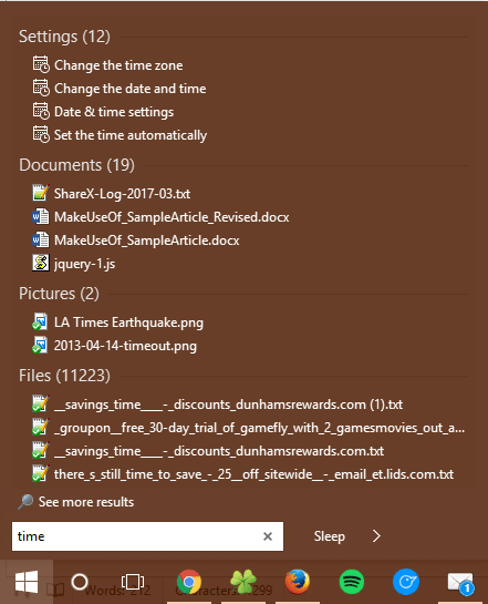 Windows search function