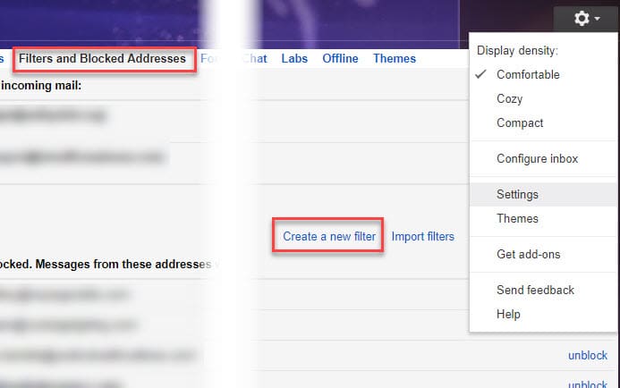 Gmail Create Filter