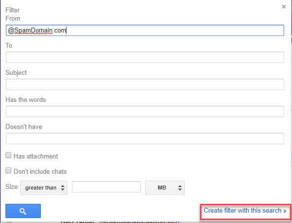 Gmail Set Up Filter Criteria