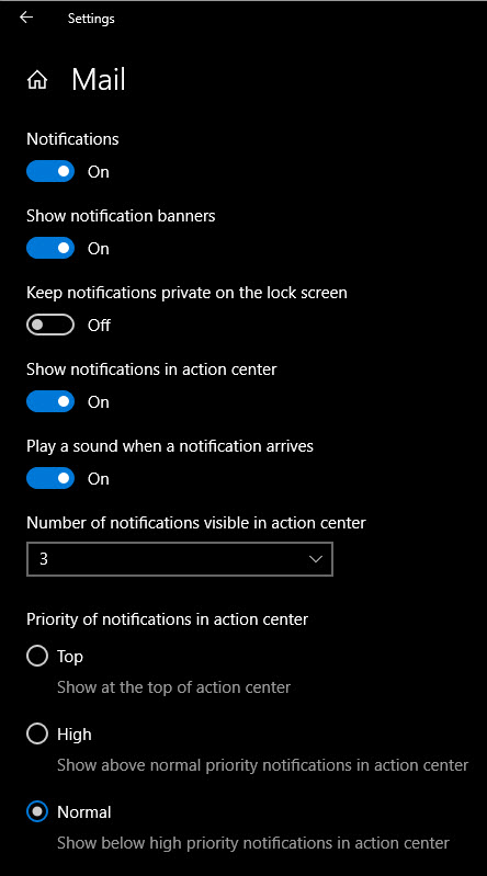 Windows 10 App Notification Options
