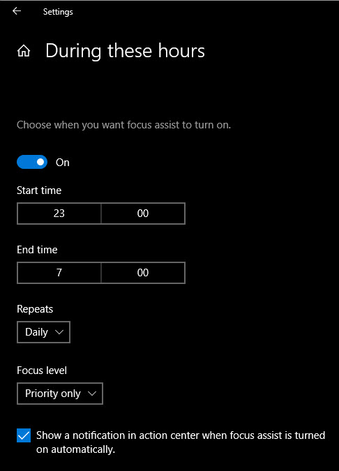 Windows-10-Focus-Assist-Hours