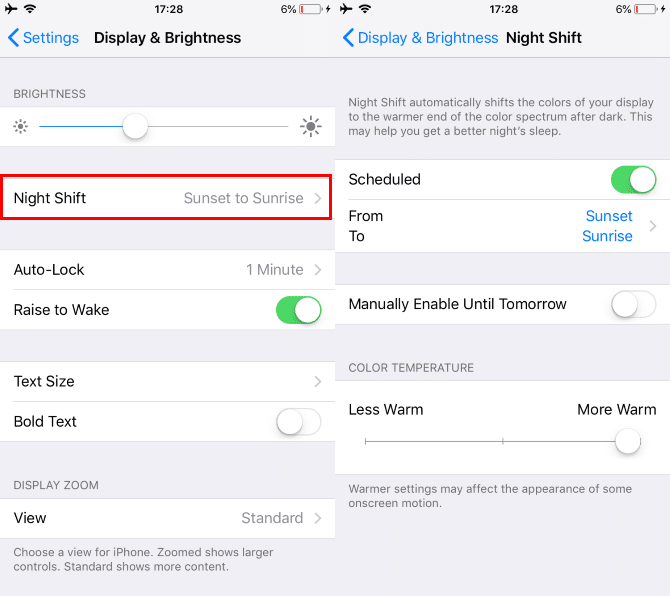 iPhone Night Shift