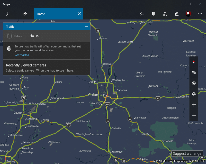 Windows 10 Maps Traffic