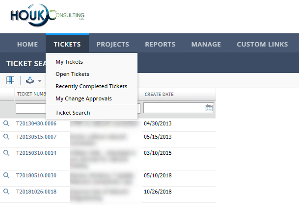 Houk Client Portal Ticket Search