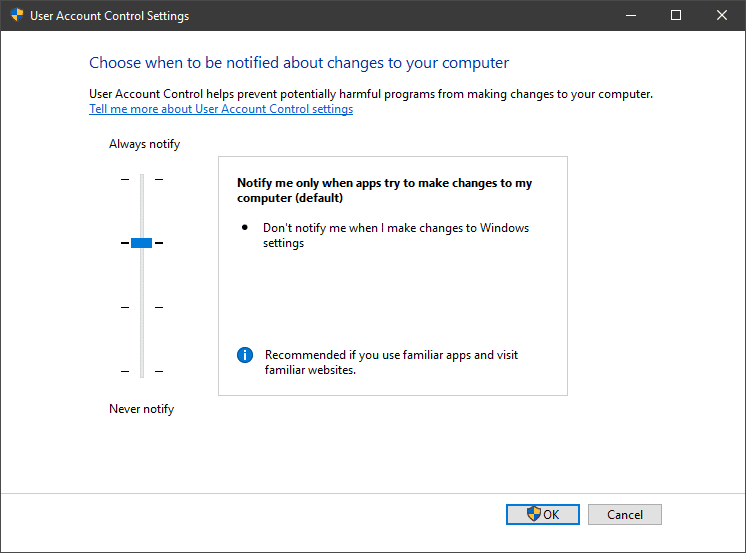 Windows UAC Settings