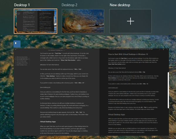 Windows 10 Desktop Switcher