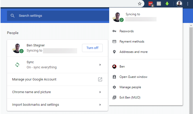Chrome Sync Window