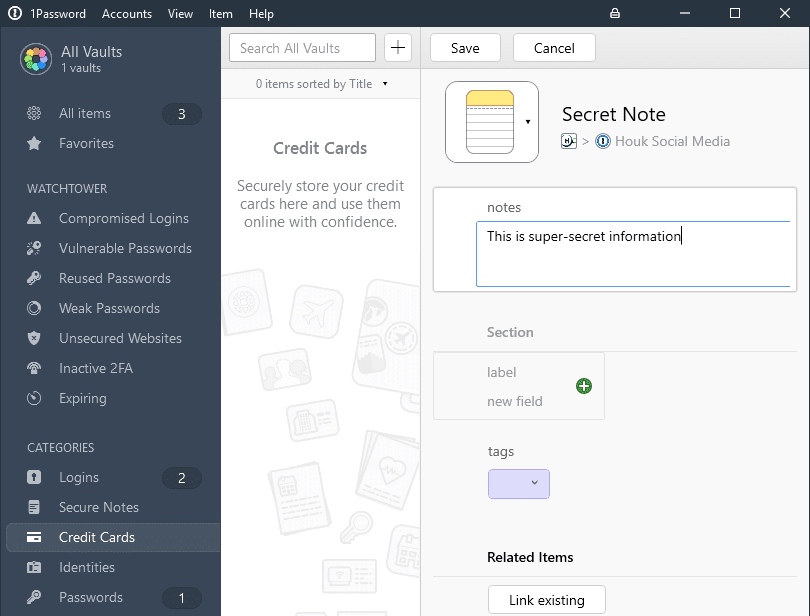 Password Add Secure Note