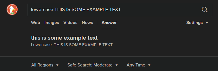 DuckDuckGo Change Text Case