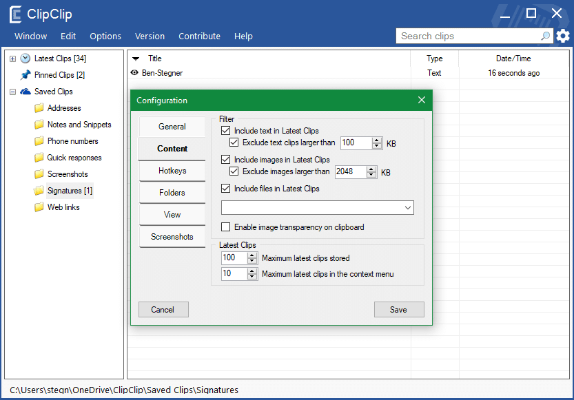 ClipClip Main Window