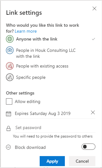 OneDrive Sharing Settings