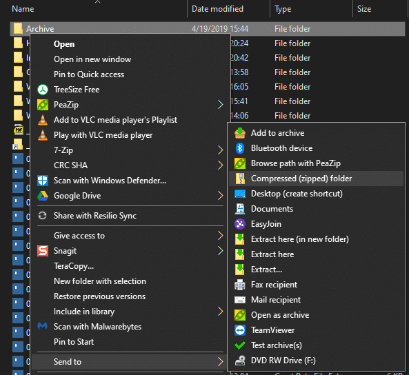 Windows Create ZIP File