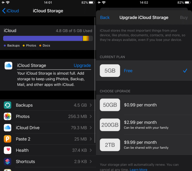 iPhone Manage iCloud Subscription