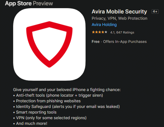 iPhone Avira App