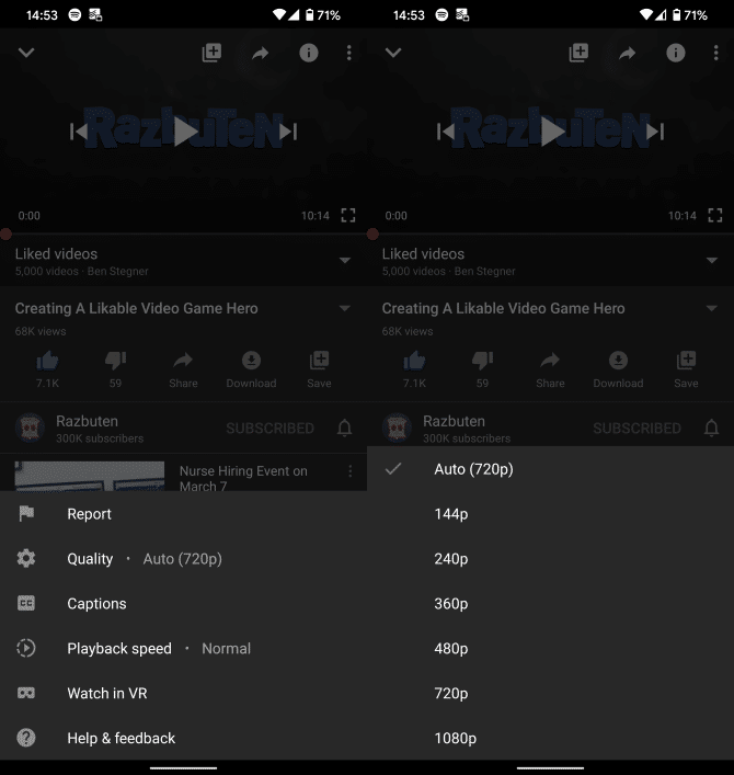 YouTube Data Options