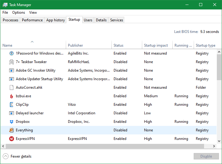 Task Manager Startup
