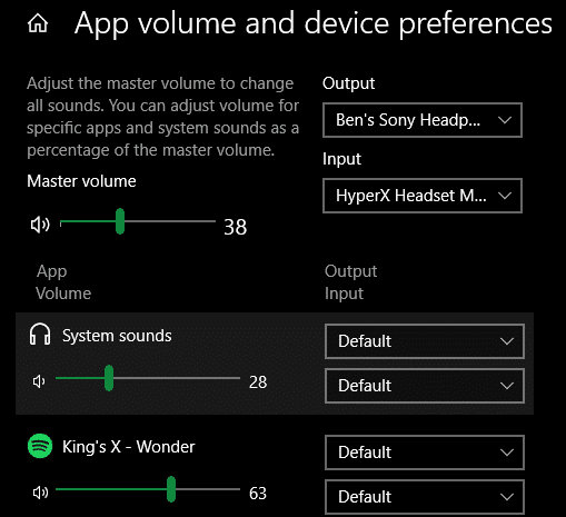 Windows App Volume Settings