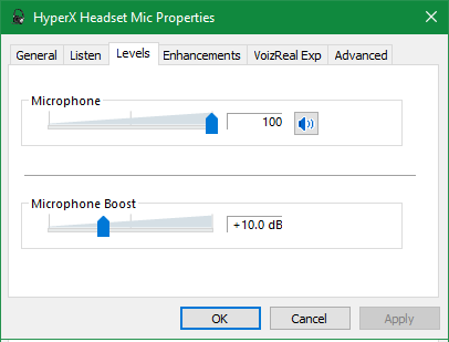 Windows Mic Levels
