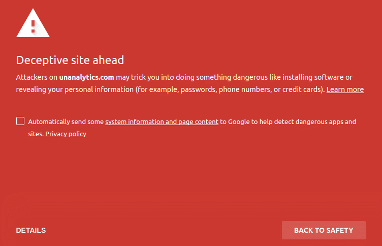 Chrome Deceptive Site