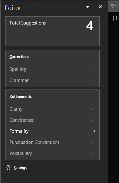Word Editor Suggestions