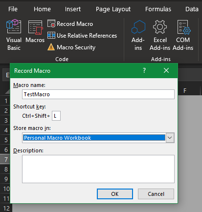 Excel New Macro