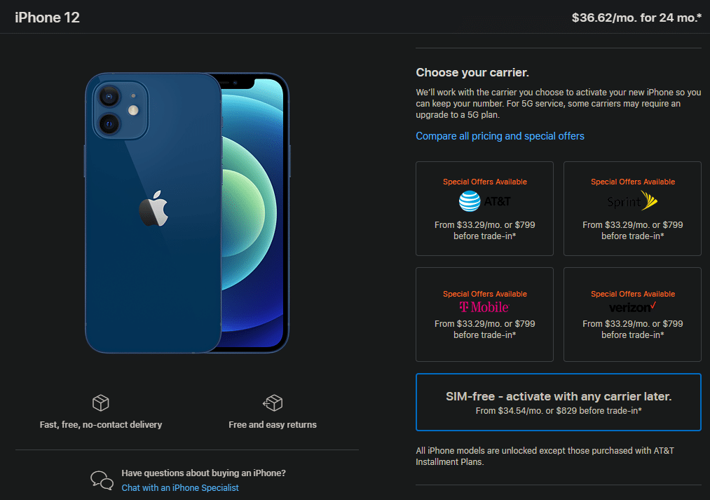 iPhone Unlocked Example