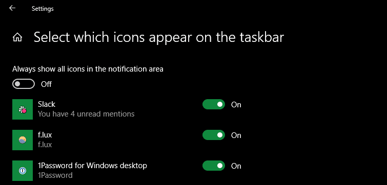 Select Which Notifications Taskbar Windows