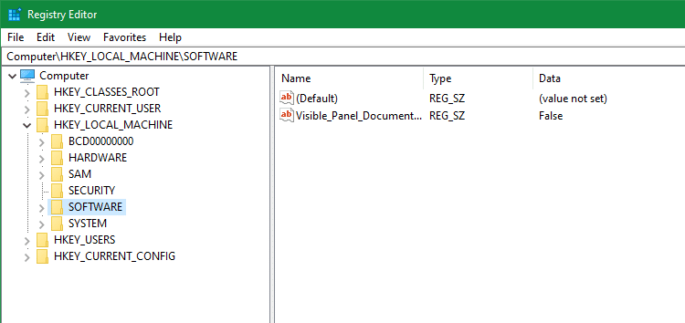 Windows Registry Editor