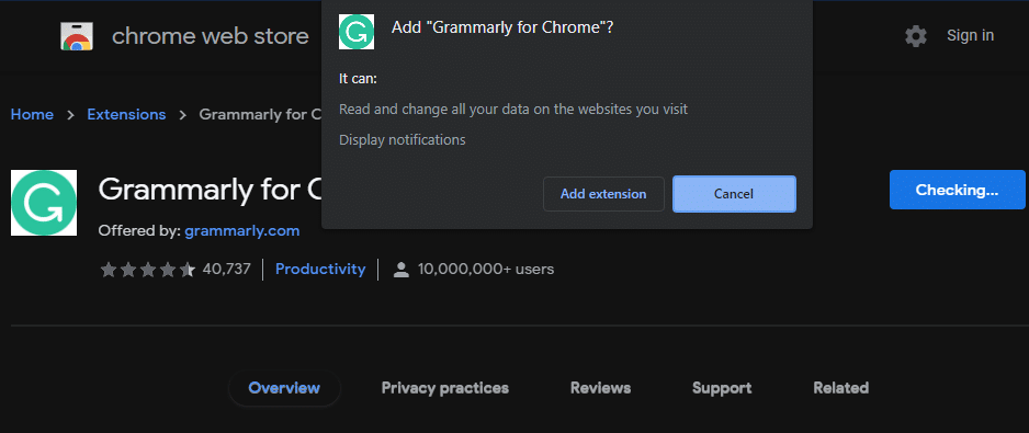 Chrome Install Extension Permissions