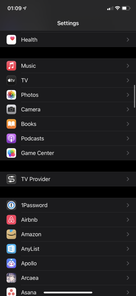 Photo settings on iPhone