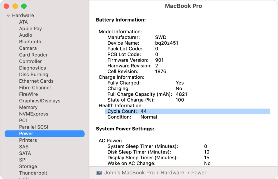 MacBook Battery Cycle Count