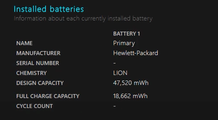Windows 10 Battery Report