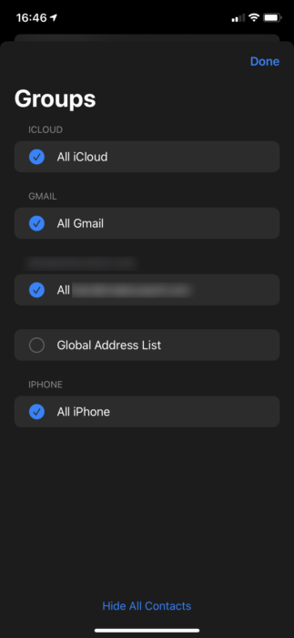 iPhone Google contacts