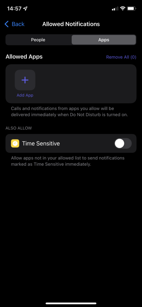 DnD focus for iPhone allowed apps