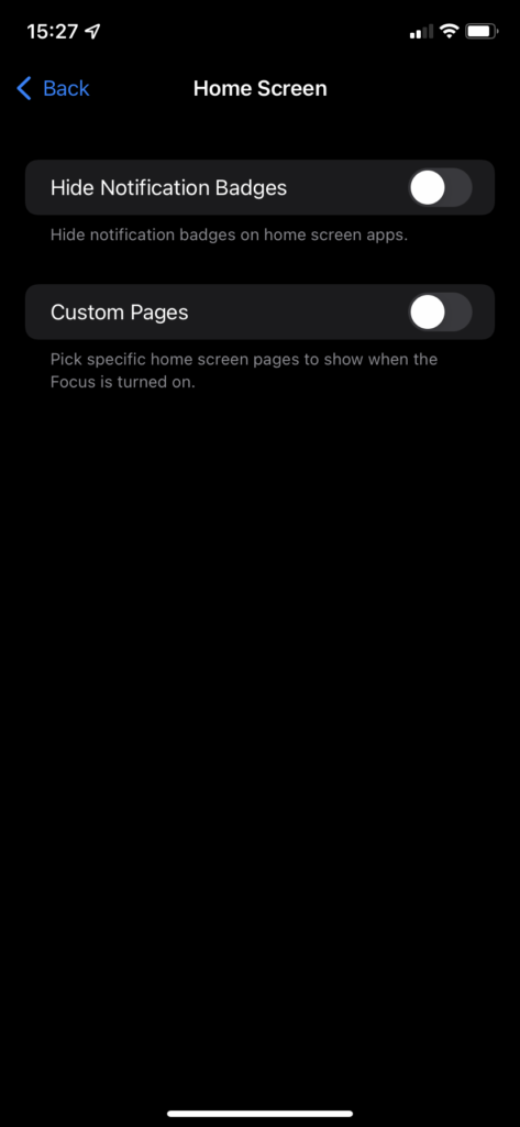 Focus home screen on iPhone