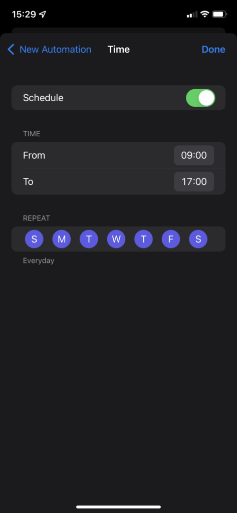 iPhone focus automate time