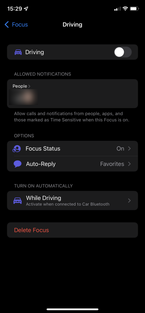 Focus driving iPhone