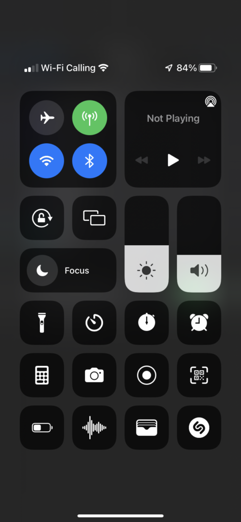 iOS control center