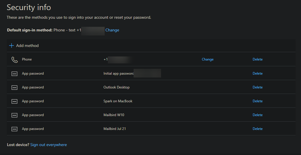 Microsoft Account Security Method