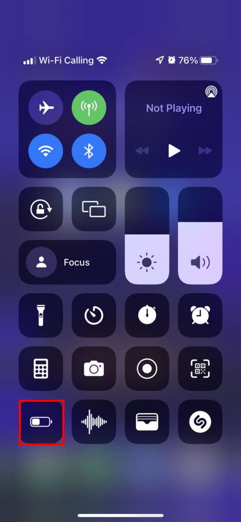 Low Power Mode Control Center