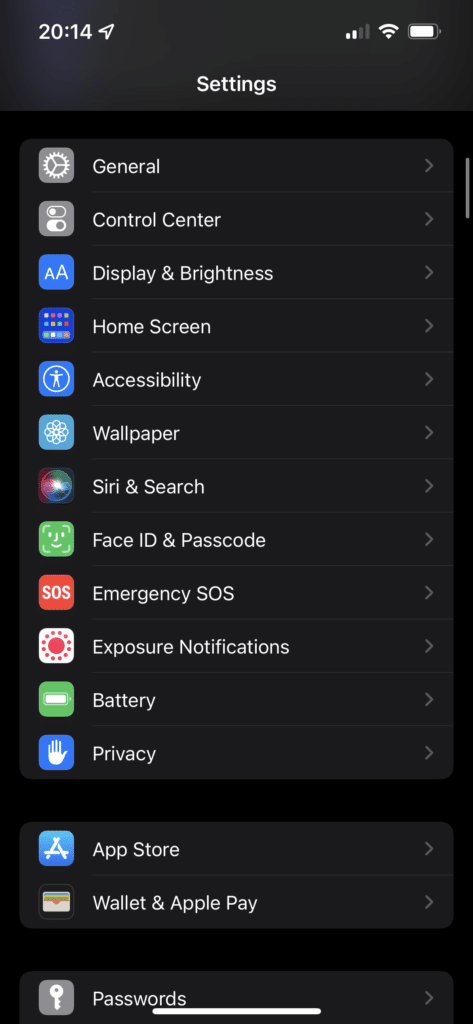 iPhone Face ID Settings