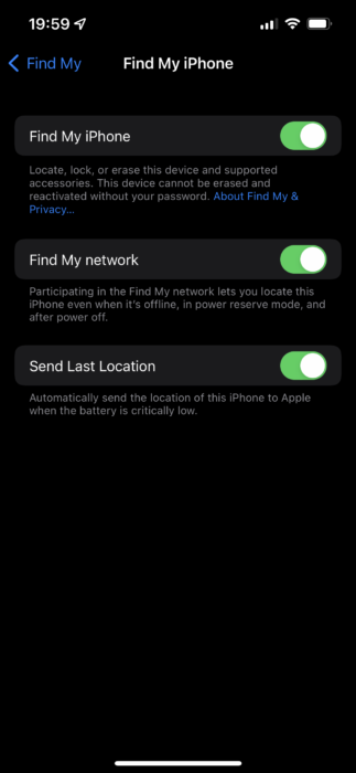iPhone Find My Options