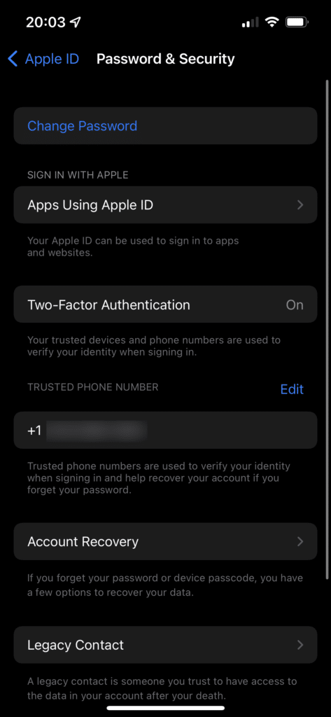 iPhone 2FA Apple ID