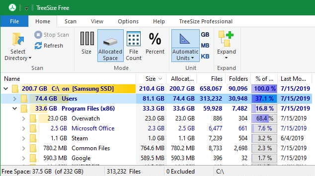 TreeSize Free Program Files