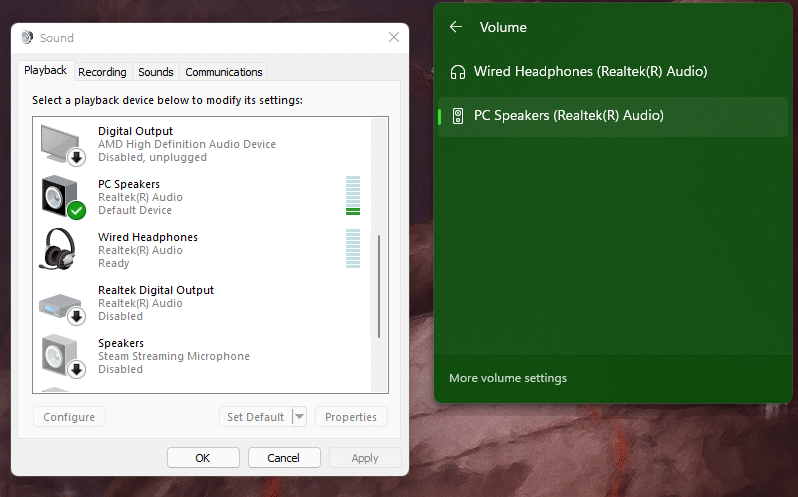 Windows Change Audio Output