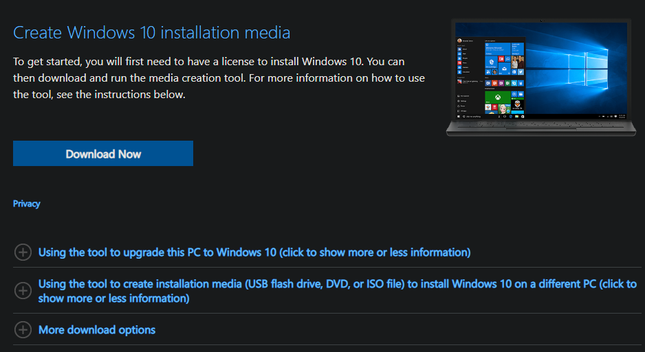 Windows 10 Install Media