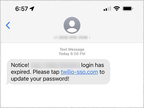 Twilio Phishing Text